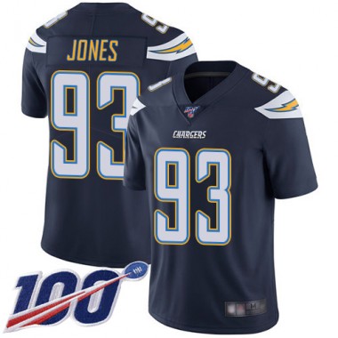Los Angeles Chargers NFL Football Justin Jones Navy Blue Jersey Youth Limited #93 Home 100th Season Vapor Untouchable